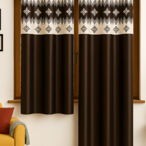 Dual-Tone Brown Geometric Curtains