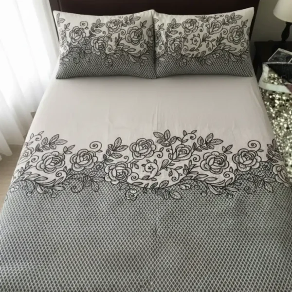 Black & Grey Net Bedsheet