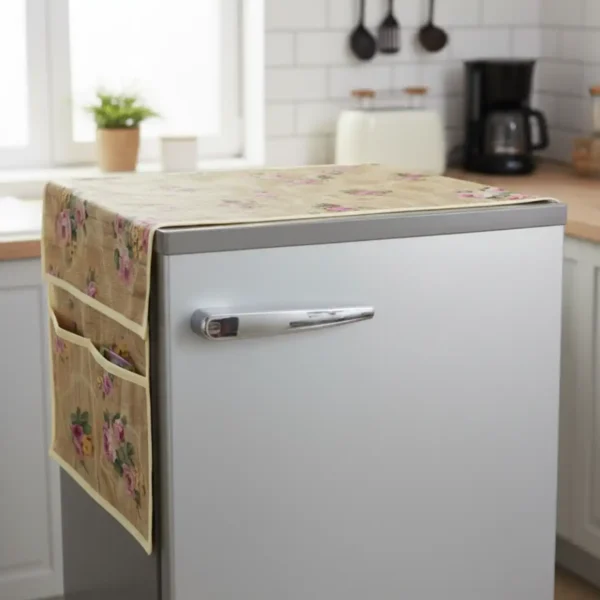 Floral Print Fridge Top Cover with Side Pockets