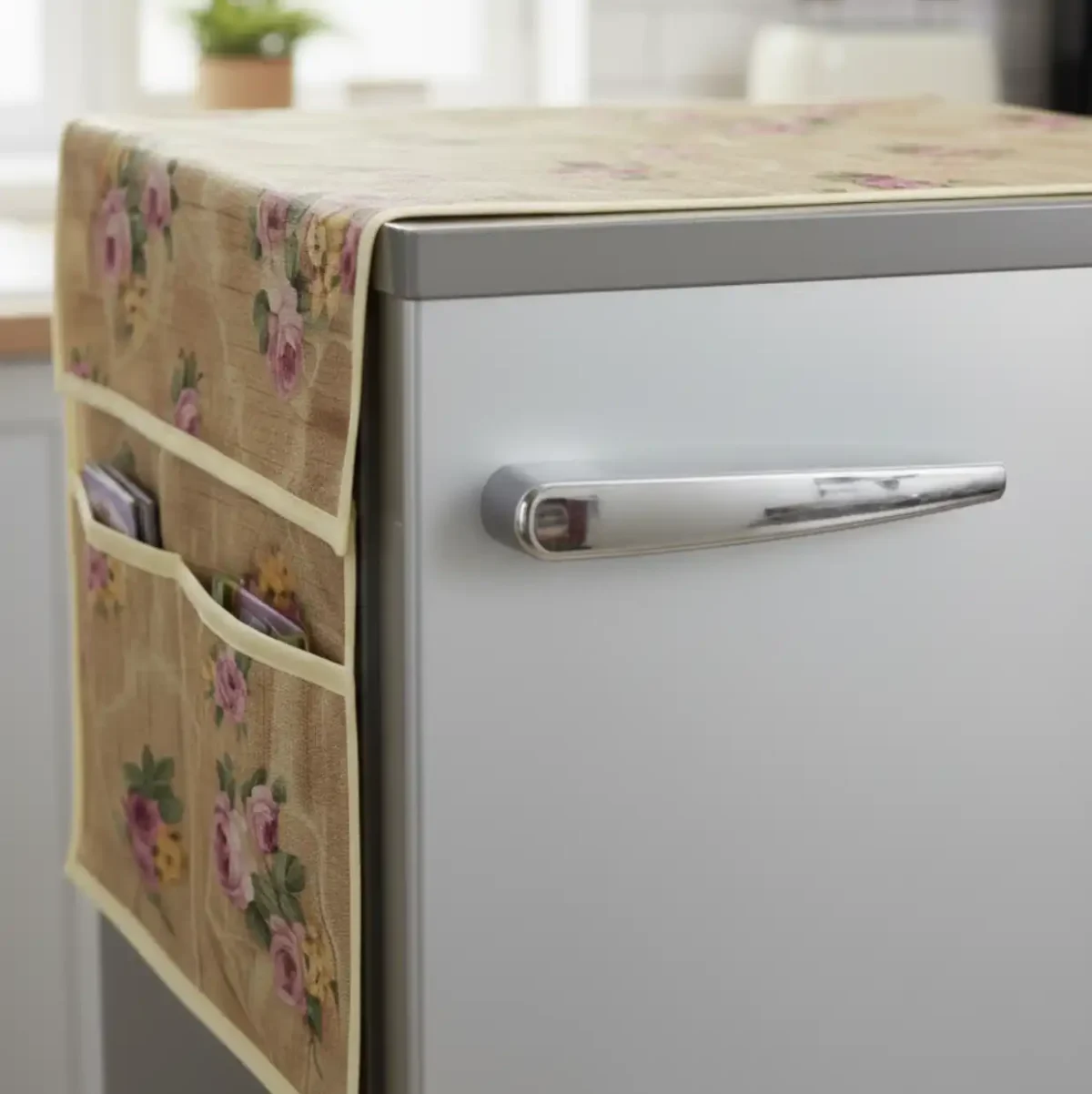 Floral Print Fridge Top Cover with Side Pockets - Image 2