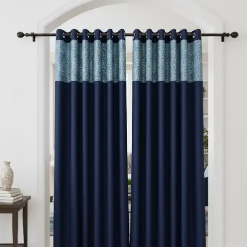 Navy Blue & Aqua Shimmer Dual-Tone Curtain