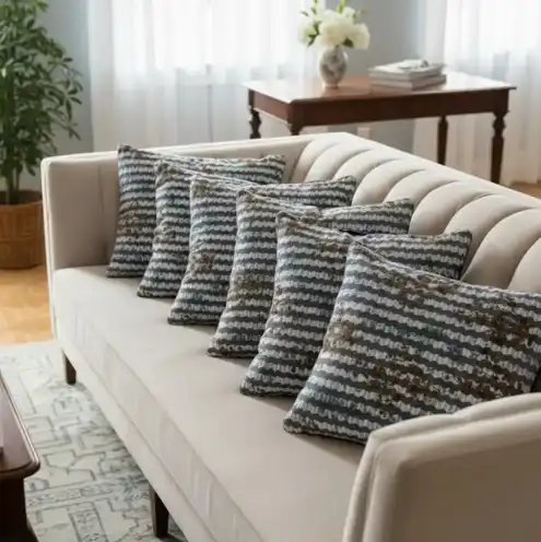 GLIMMERWAVE Abstract Metallic Wavy Cushion Cover