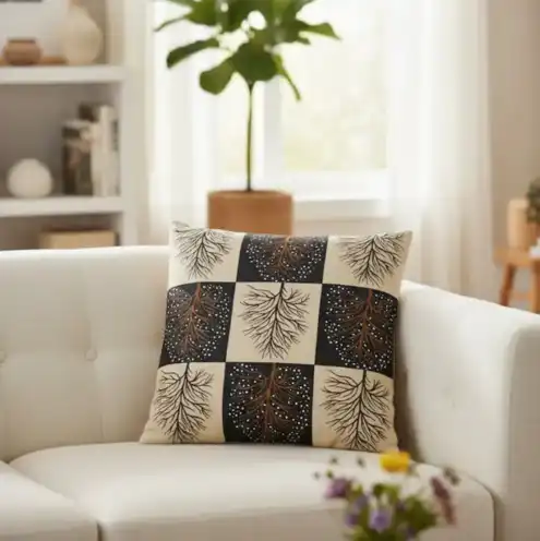 ROOTSDECRAFT Checkered Cotton Linen Cushion Covers