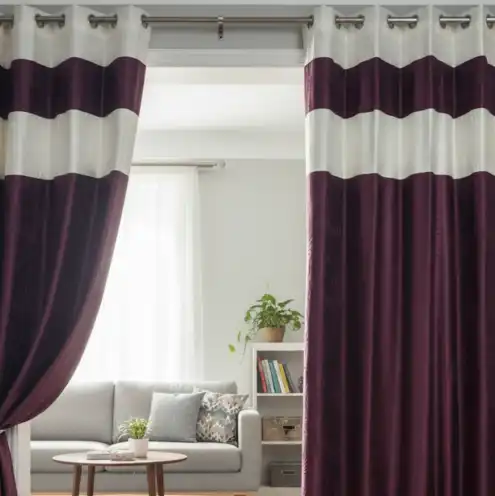Maroon & White Quilted Curtains