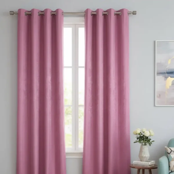 Pink Textured Eyelet Blackout Curtains
