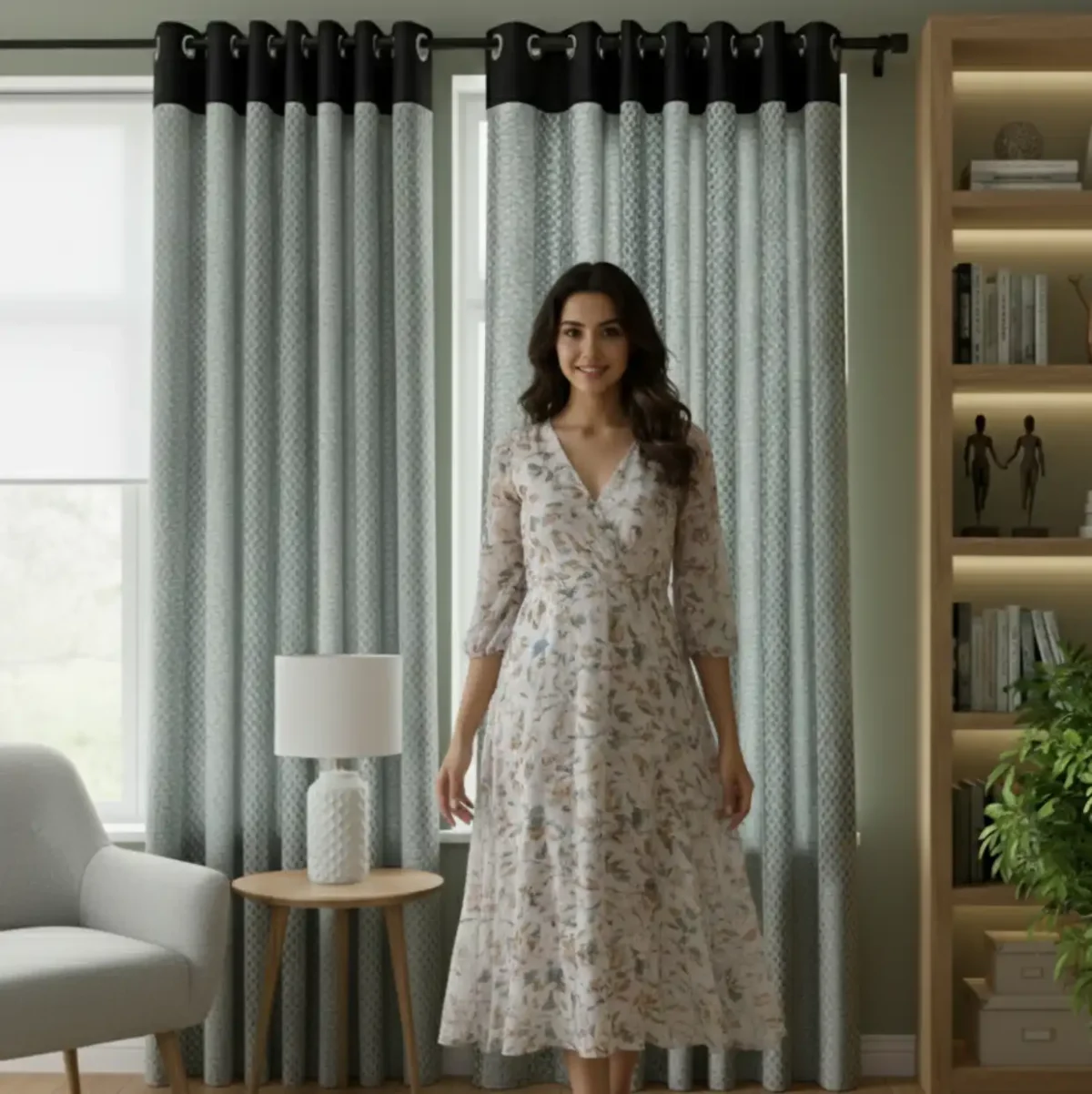 Contemporary Blackout Color-Block Curtain - Image 2
