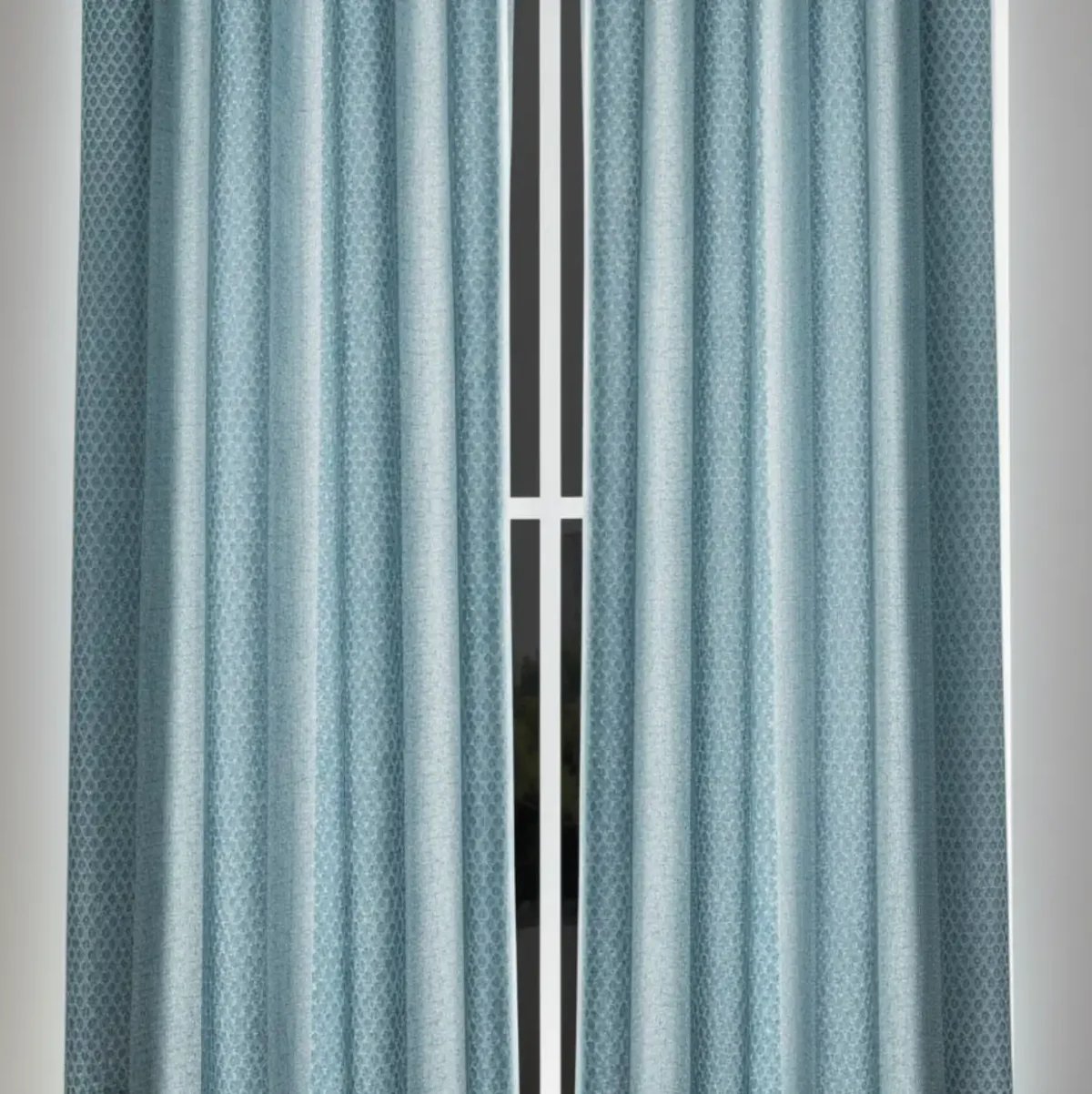 Turquoise & Teal Dual-Tone Geometric Curtains - Image 3