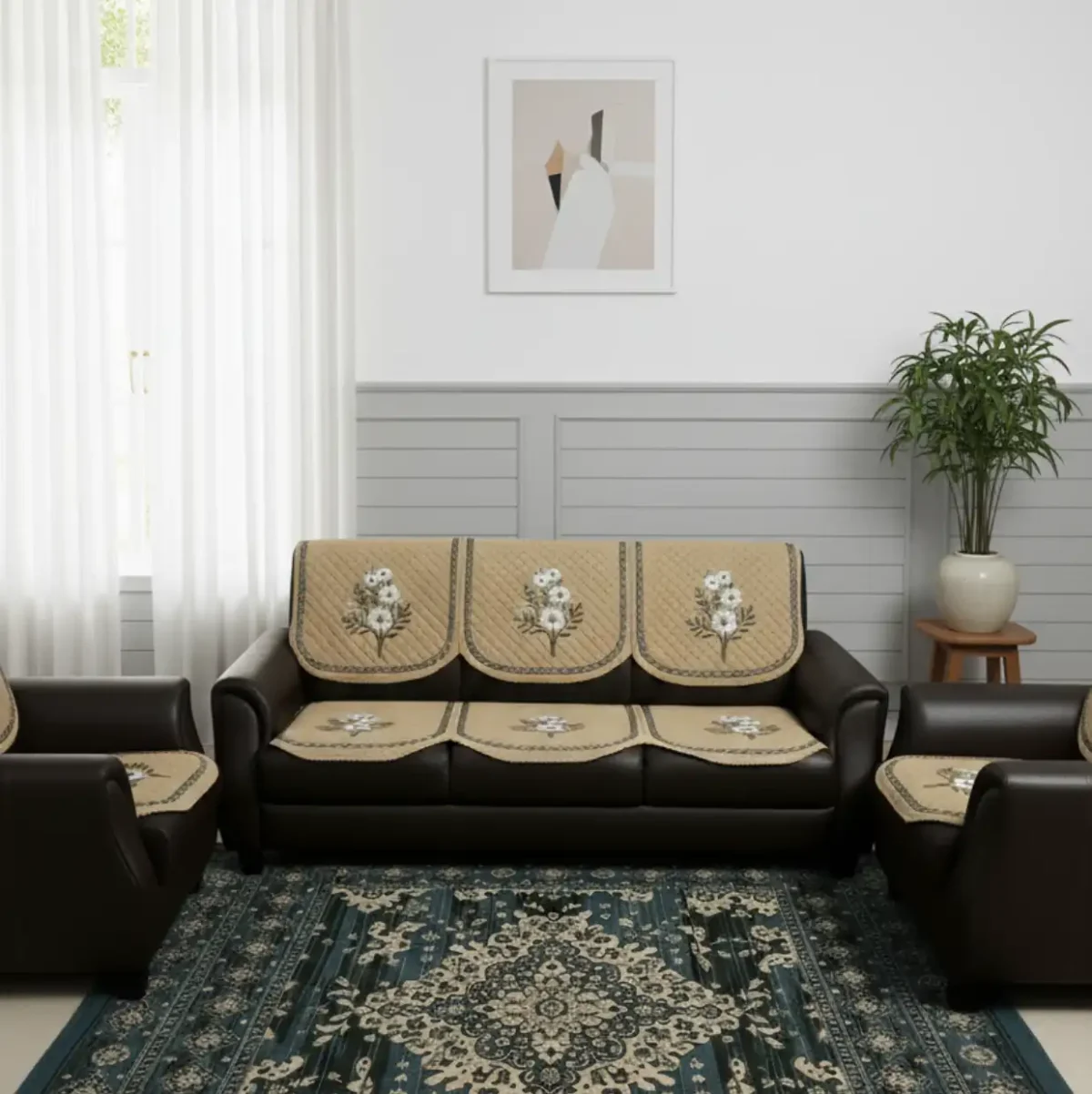 Desert Bloom Quilted Sofa Cover Set - Image 4