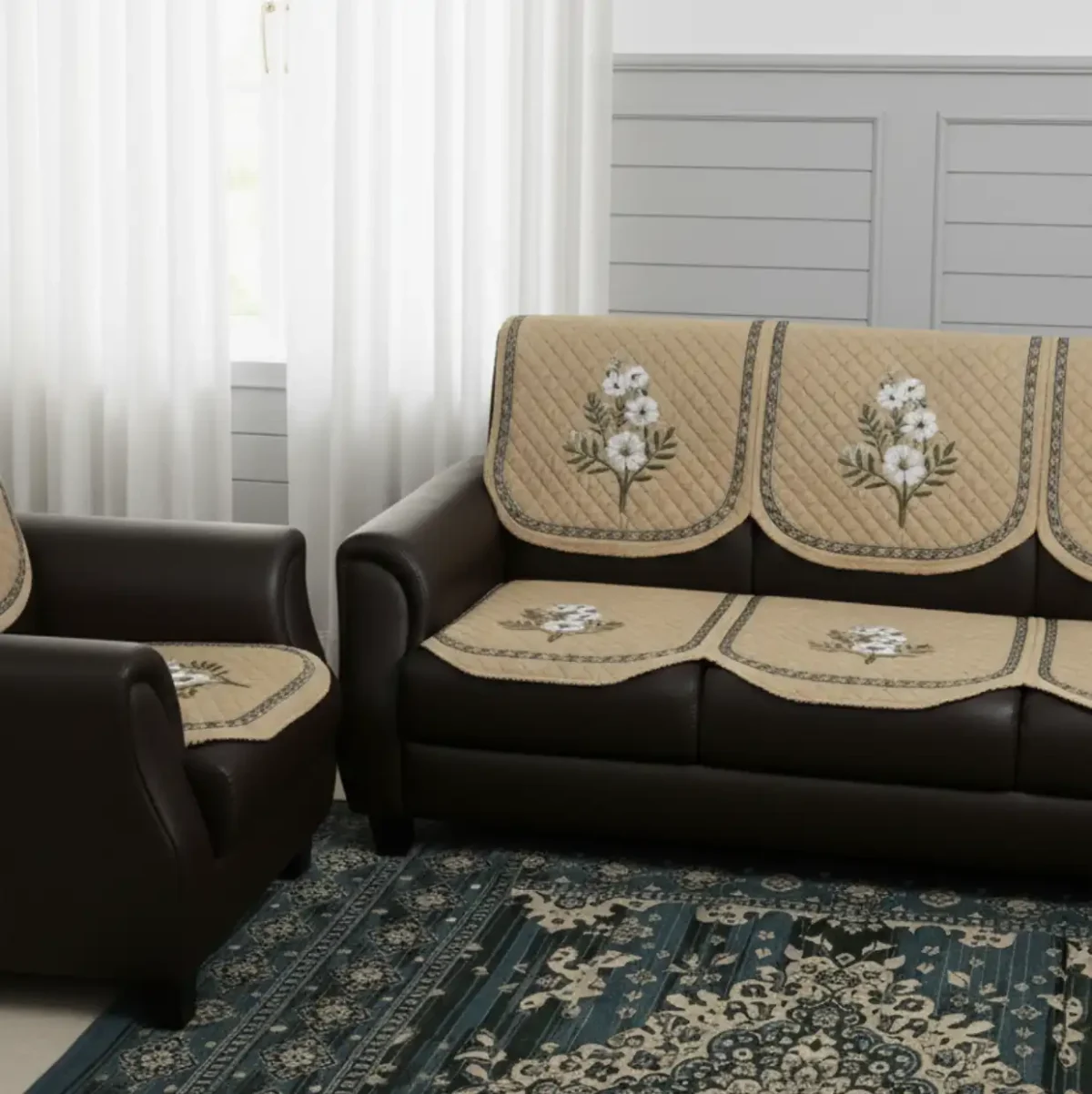 Desert Bloom Quilted Sofa Cover Set - Image 2