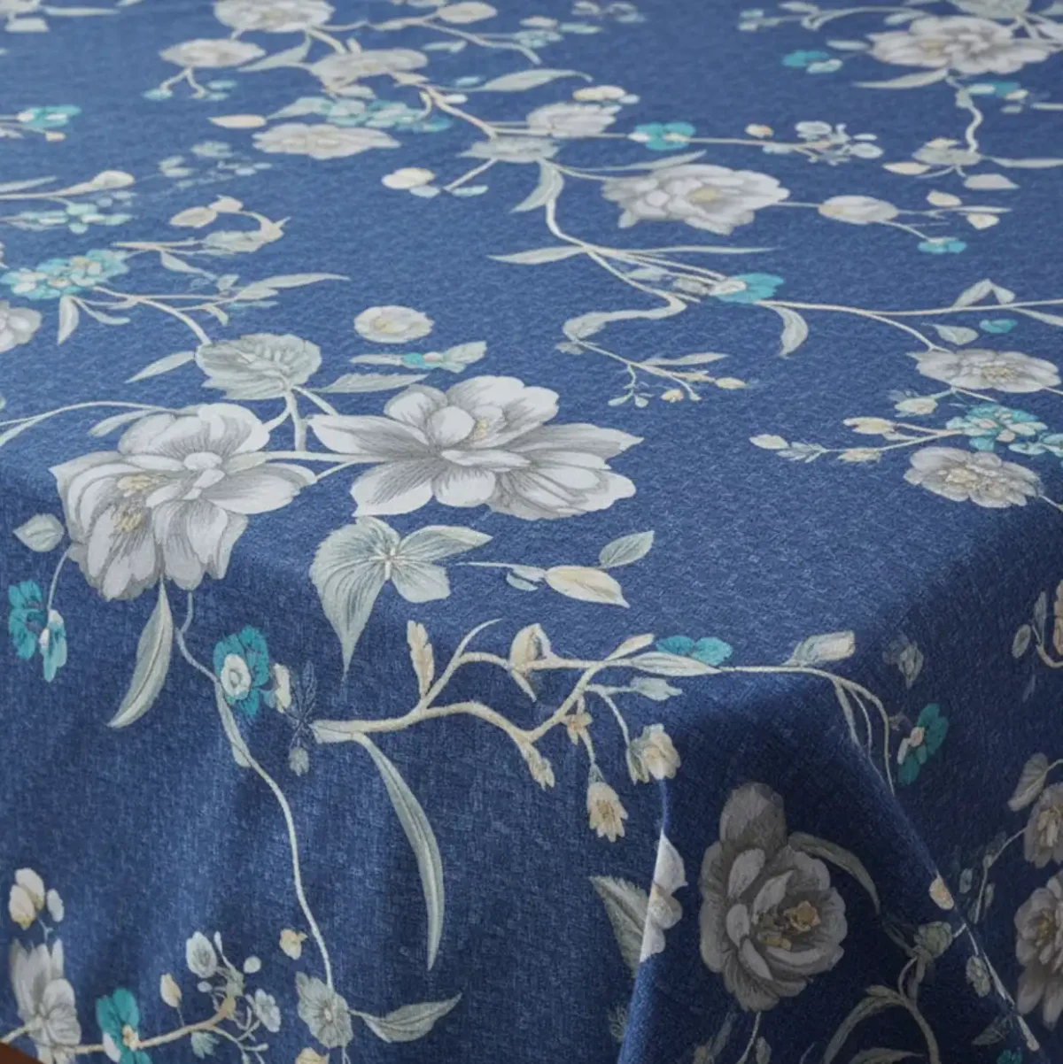 Deep Blue Serenity Floral Double Bedsheet Set - Image 2