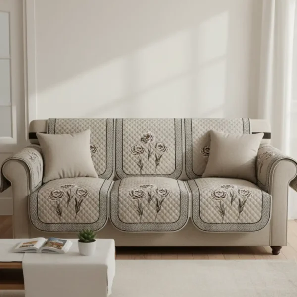 Elegant Rose Quilted Sofa Cover Set